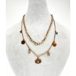 Rose İkili Göz Detaylı Kolye